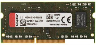 Оперативная память Kingston ValueRAM 4GB DDR3 SODIMM PC3-12800 KVR16S11S8/4WP