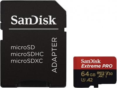 Карта памяти SanDisk Extreme PRO microSDXC SDSQXCU-064G-GN6MA 64GB (с адаптером)