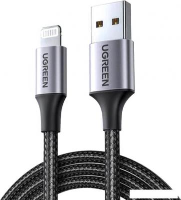 Кабель Ugreen US199 60156 USB Type-A - Lightning (1 м, черный/серый)