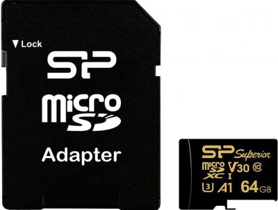 Карта памяти Silicon-Power Superior Golden A1 microSDXC SP064GBSTXDV3V1GSP 64GB