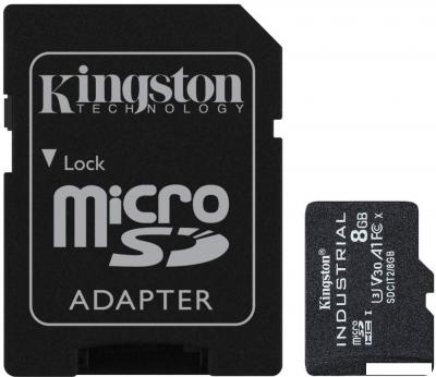 Карта памяти Kingston Industrial microSDHC SDCIT2/8GB 8GB (с адаптером)