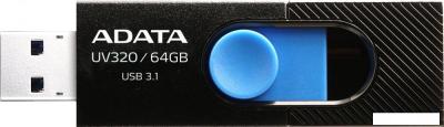 USB Flash ADATA UV320 64GB (черный/голубой)