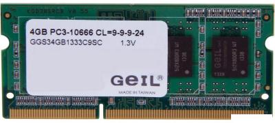 Оперативная память GeIL 4GB DDR3 SO-DIMM PC3-10600 GGS34GB1333C9SC