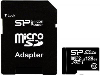 Карта памяти Silicon-Power microSDXC Elite UHS-1 (Class 10) 128GB (SP128GBSTXBU1V10SP)