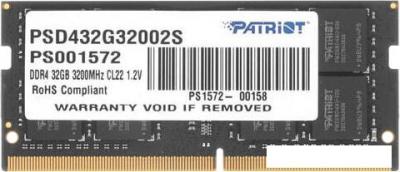 Оперативная память Patriot Signature Line 32GB DDR4 SODIMM PSD432G32002S