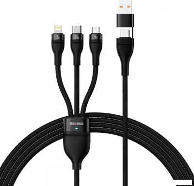 Кабель Baseus CASS030101 USB-C/A - USB-C, microUSB, Lightning (1.2 м, черный)