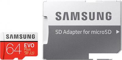 Карта памяти Samsung EVO Plus microSDXC 64GB + адаптер