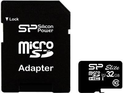 Карта памяти Silicon-Power microSDHC Elite UHS-1 (Class 10) 32 GB (SP032GBSTHBU1V10-SP)