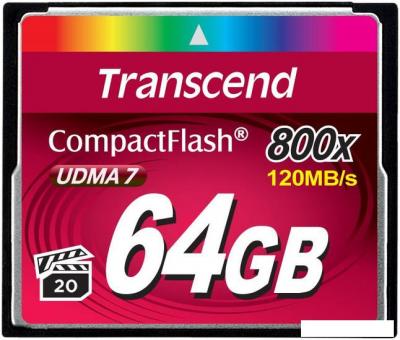 Карта памяти Transcend 800x CompactFlash Premium 64GB (TS64GCF800)