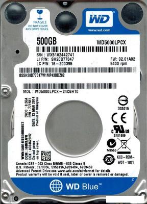 Жесткий диск WD 500GB (WD5000LPCX-24C6HT0)