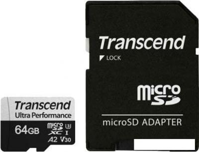 Карта памяти Transcend microSDXC 340S 64GB (с адаптером)