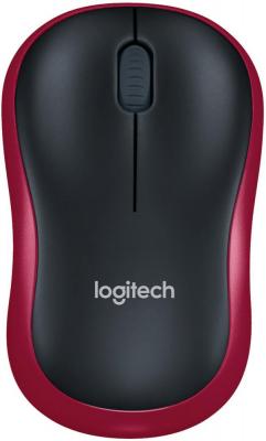 Мышь Logitech M185 (черный/красный)