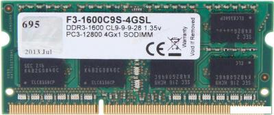 Оперативная память G.Skill 4GB DDR3 SODIMM PC3-12800 F3-1600C9S-4GSL