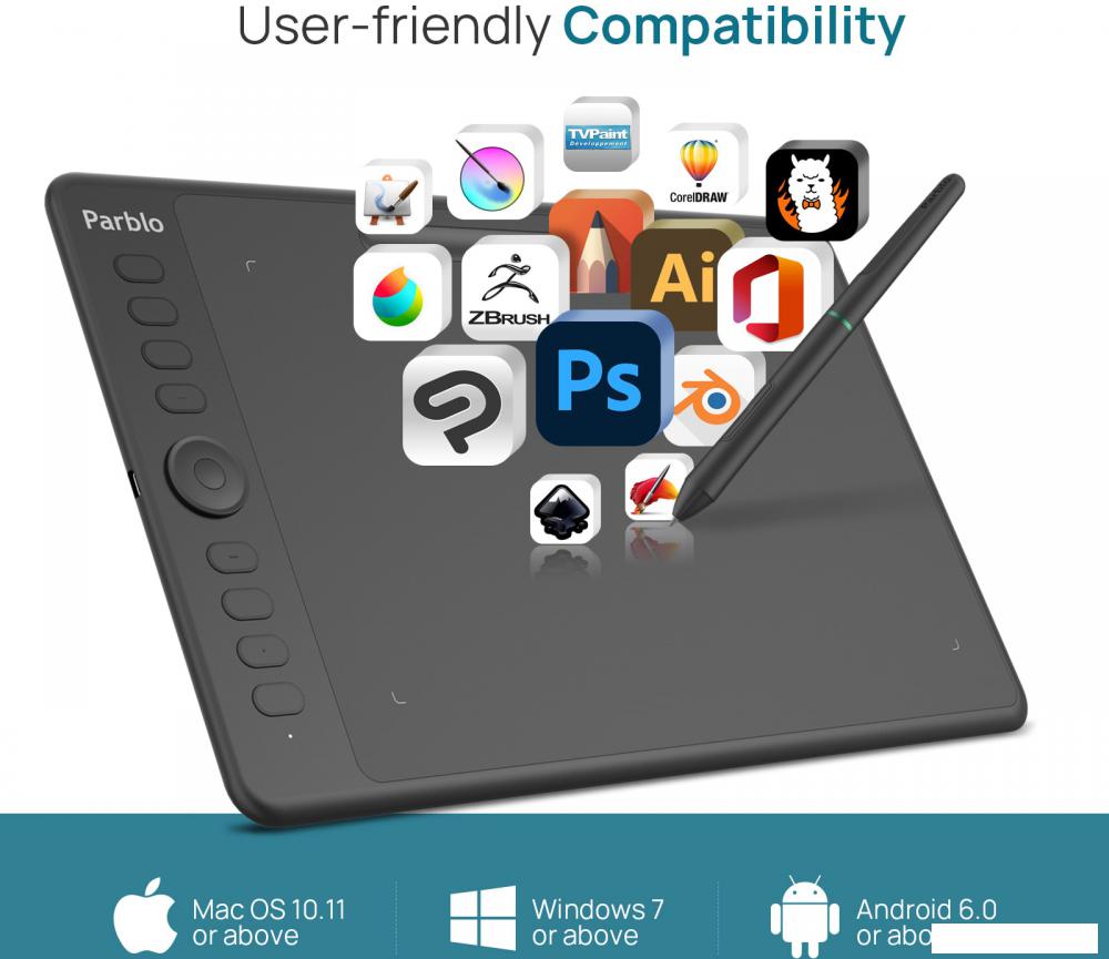 Графический планшет Parblo Intangbo M (черный)