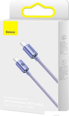 Кабель Baseus Crystal Shine USB Type-C - USB Type-C (2 м, фиолетовый)