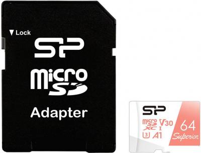 Карта памяти Silicon-Power Superior A1 microSDXC SP064GBSTXDV3V20SP 64GB (с адаптером)