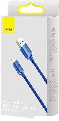 Кабель Baseus Crystal Shine USB Type-C - USB Type-C (1.2 м , синий)