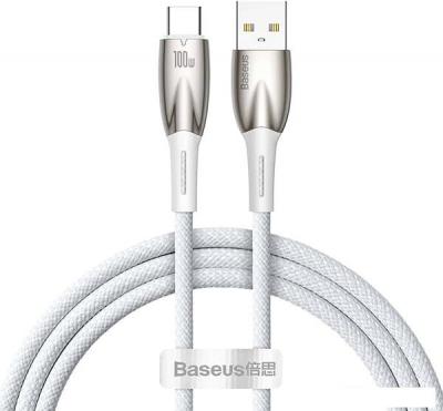 Кабель Baseus Glimmer Series Fast Charging Data Cable USB Type-A - Type-C 100W CADH000402 (1 м, белый)