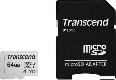 Карта памяти Transcend microSDXC 300S 64GB + адаптер