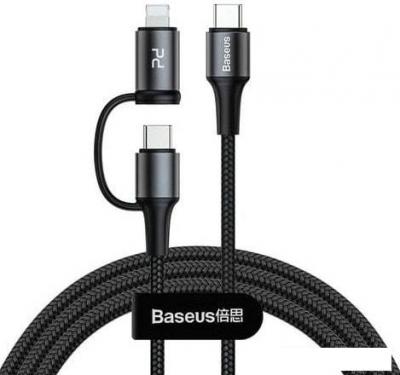 Кабель Baseus CATLYW-H01 USB Type-C - USB Type-C/Lightning (1м, черный)