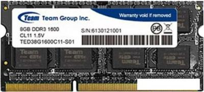 Оперативная память Team Elite 8GB DDR3 SODIMM PC3-12800 TED38G1600C11-S01