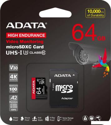 Карта памяти ADATA High Endurance 64Gb AUSDX64GUI3V30SHA2-RA1