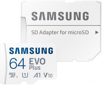 Карта памяти Samsung EVO Plus 2021 microSDXC 64GB (с адаптером)