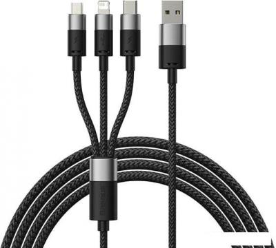 Кабель Baseus StarSpeed 1-for-3 Fast Charging Data Cable (1 м, черный)